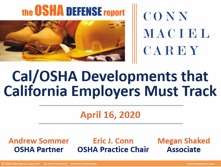 [inar] Cal/OSHA Developments that California Employers Must Track